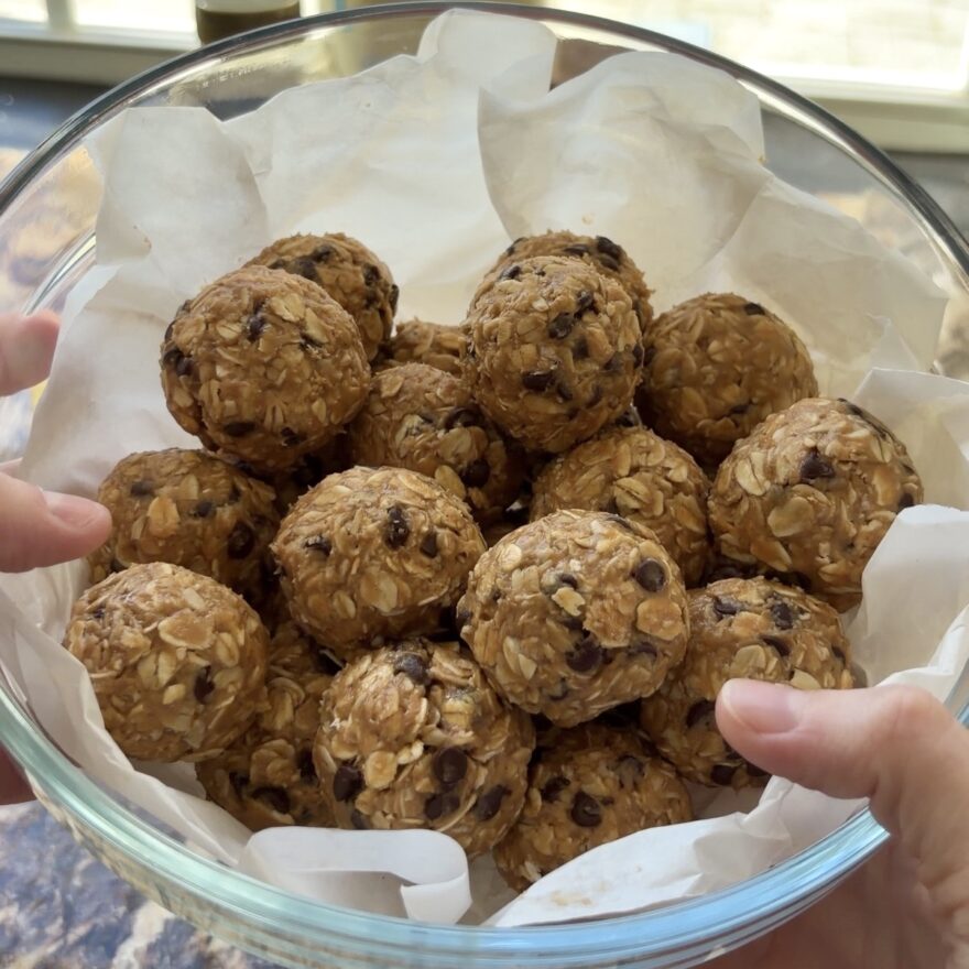 Peanut Butter Chocolate Chip Oatmeal Protein Ball Bites
