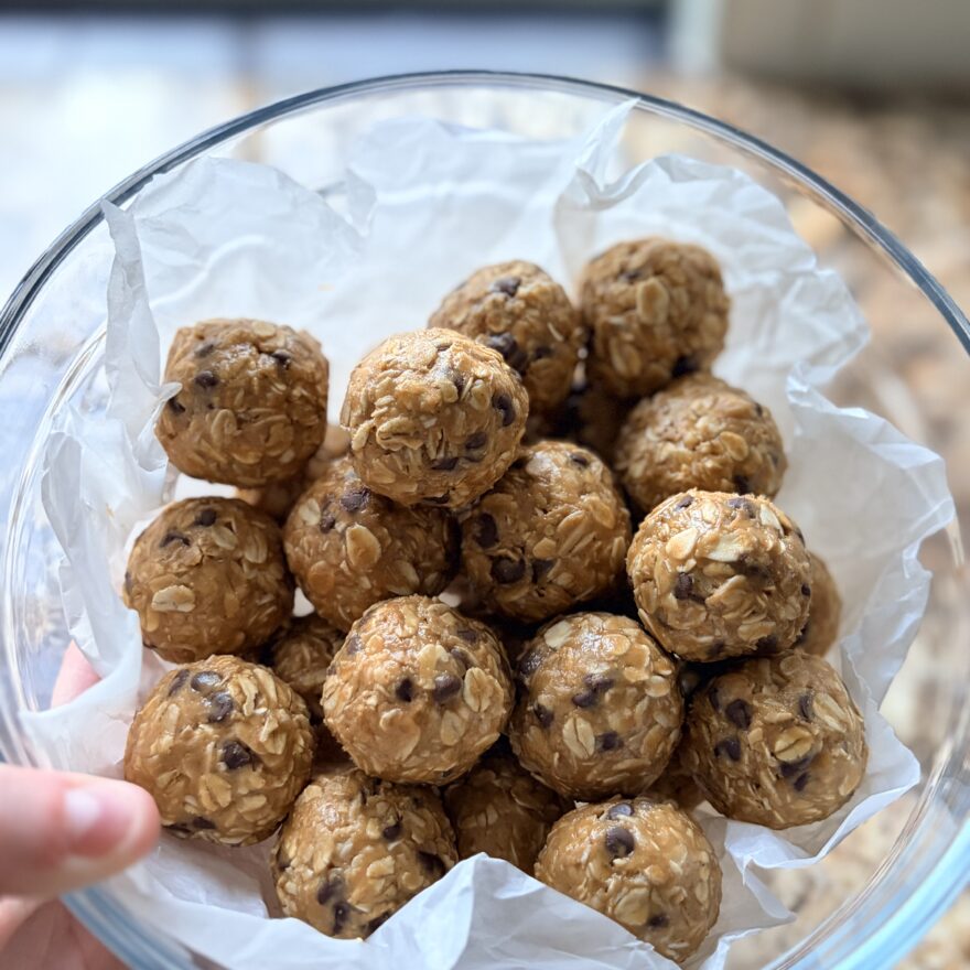 Peanut Butter Chocolate Chip Oatmeal Protein Ball Bites