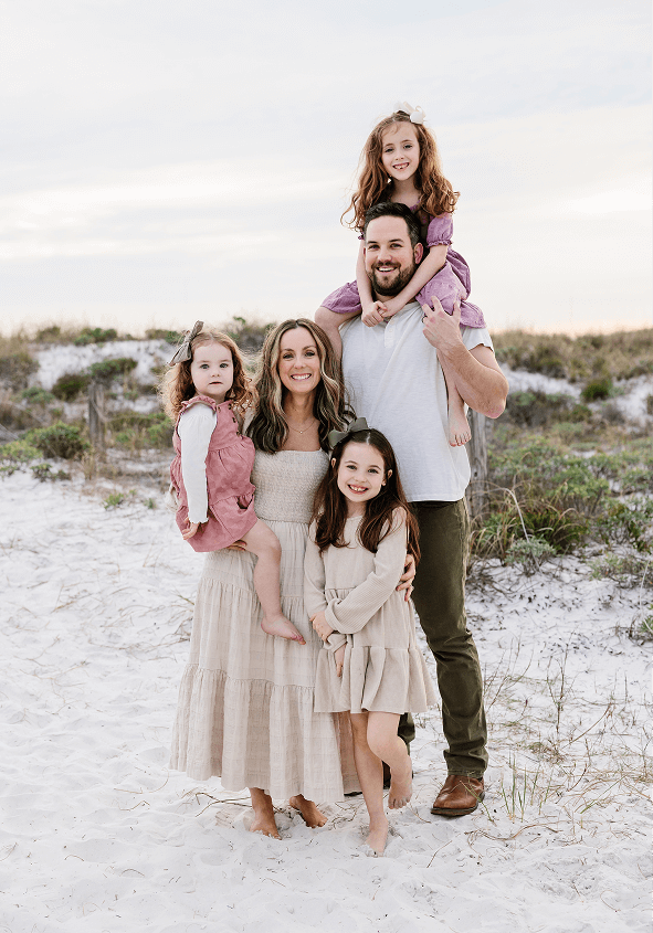 home with my crew, taylor and family on beach